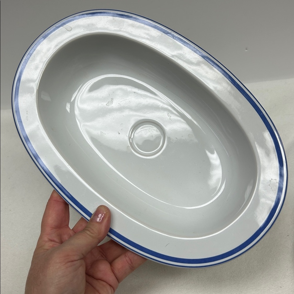 Vintage ROYAL DOULTON 12” blue band oval baking dish “Terence Conran”